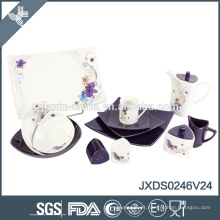 46 PCS forma quadrada Porcelana Dinner Set, jogo de jantar da flor